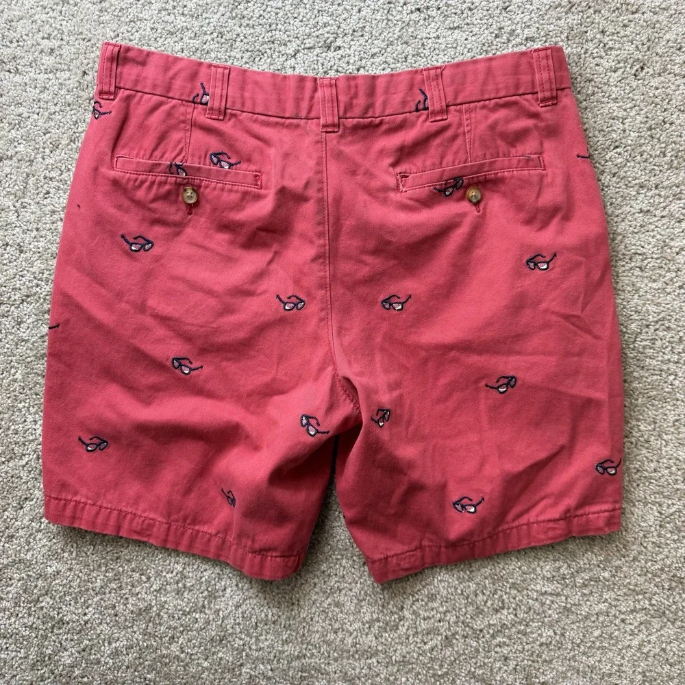 Vineyard Vines Chino Shorts Mens 34 Red Embroidered Sunglasses Casual Summer